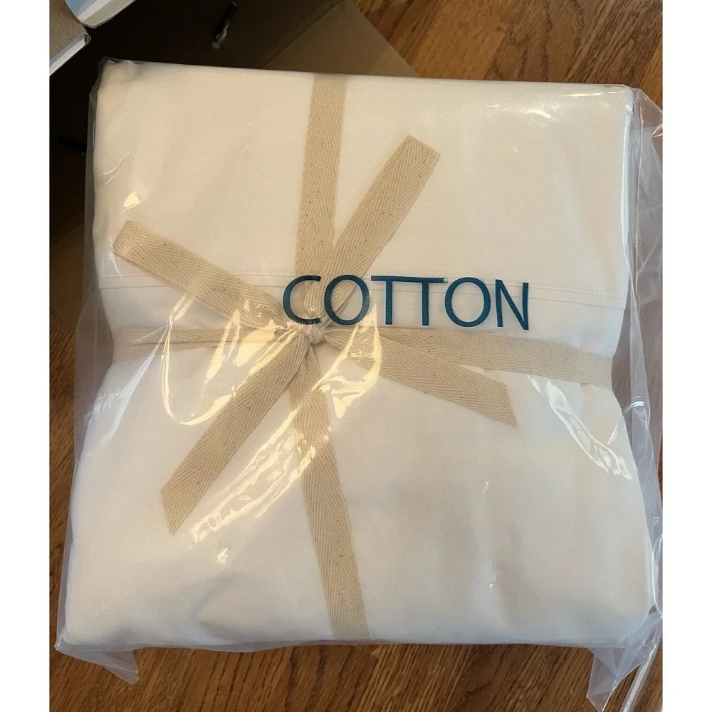 SONORO KATE 100% Egyptian Cotton 4 Piece Sheets Set, White Queen